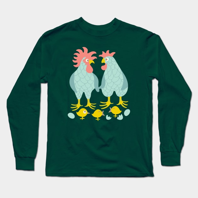 FAMILY FARM Cute Chicken Love Togetherness with Baby Chicks - UnBlink Studio by Jackie Tahara Long Sleeve T-Shirt by UnBlink Studio by Jackie Tahara